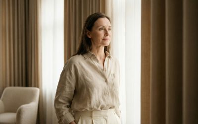 gemini-image-2_Elegant_woman_around_45–55_years_old_standing_near_a_window_in_soft_natural_mo-0